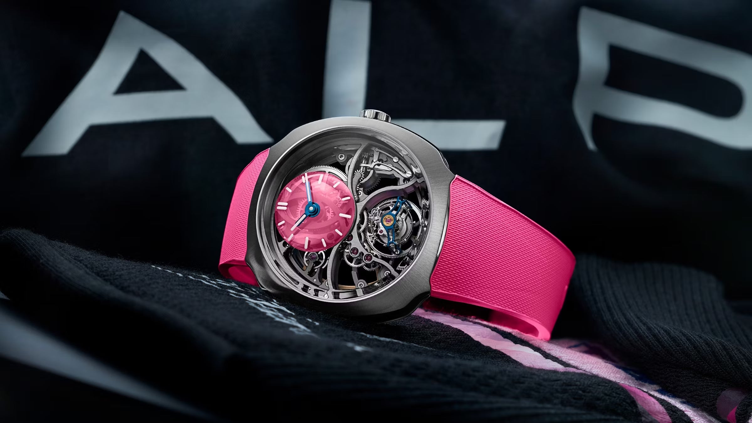 H. Moser & Cie's Streamliner Cylindrical Tourbillon Skeleton Alpine Limited Edition Pink Livery"
