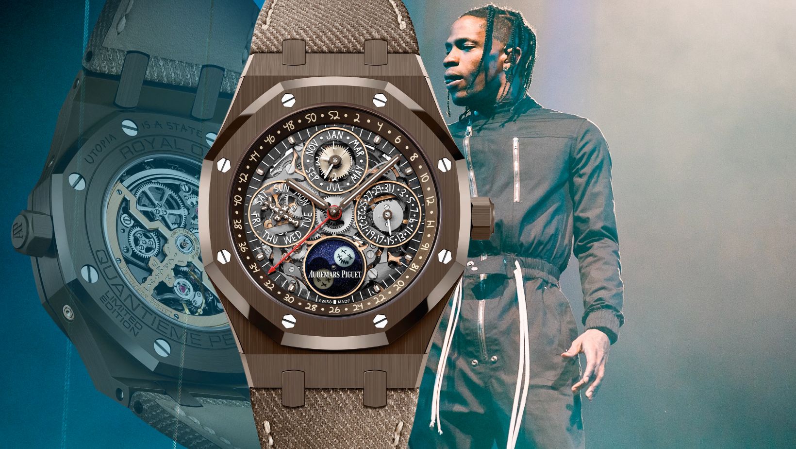 Travis Scott partners with AP: Chocolate-brown ceramic Royal Oak Perpetual Calendar